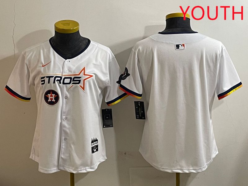 Youth Houston Astros Blank White three generations Joint Name Nike 2025 MLB Jersey style 5->youth mlb jersey->Youth Jersey